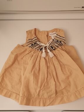 Baby Girls Mustard Yellow Embroidered Summer Top